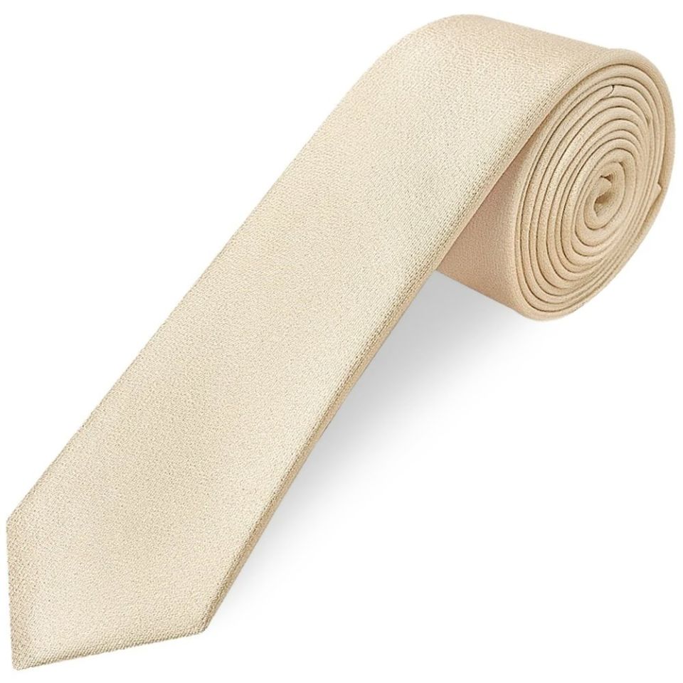 Plain Champagne Silk Skinny Boys Tie and Pocket Square Set