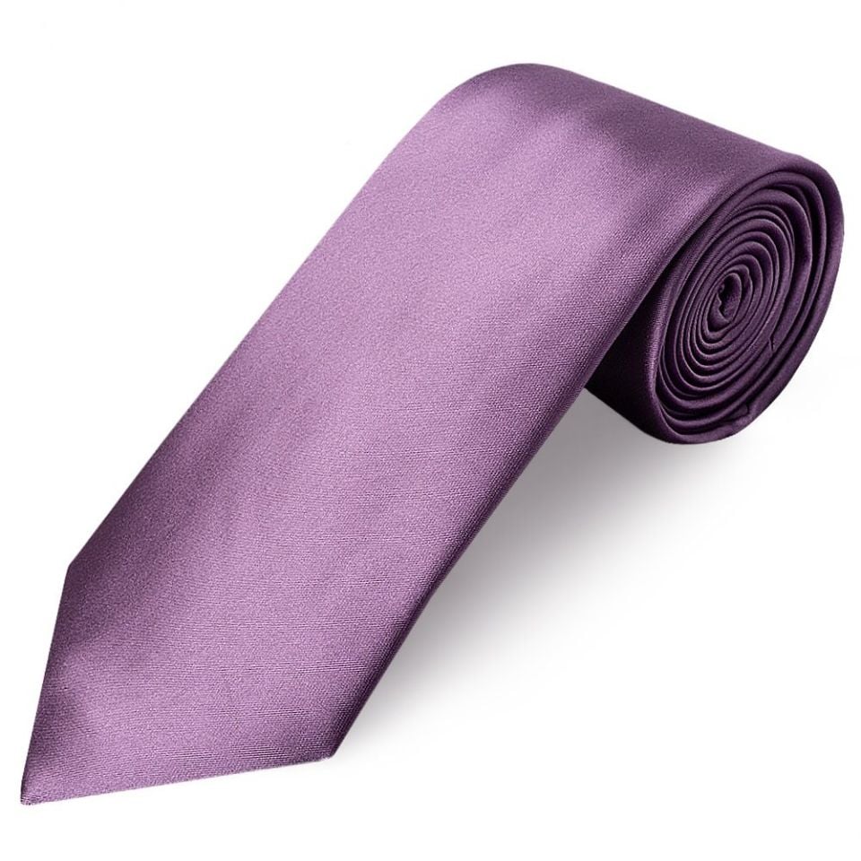 Plain Light Mauve Satin Classic Men's Tie and Pocket Square Set