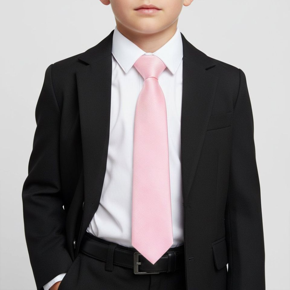 Boys Pre Tied Blush Pink Silk Tie Age 4-7