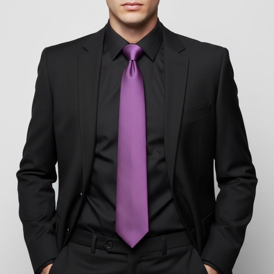 Plain Cadburys Purple Satin Classic Men's Tie