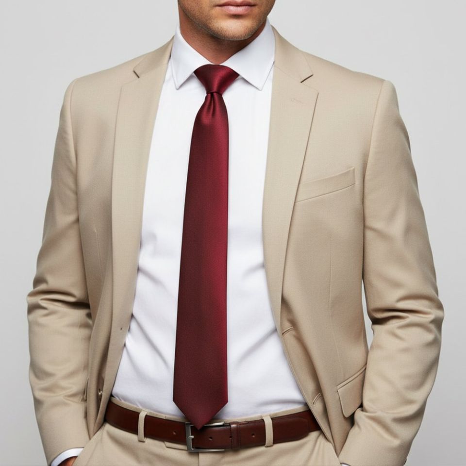 Plain Burgundy Satin Classic Men's Tie