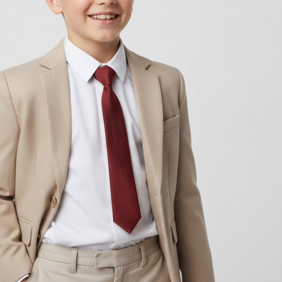 Plain Burgundy Satin Skinny Boys Tie