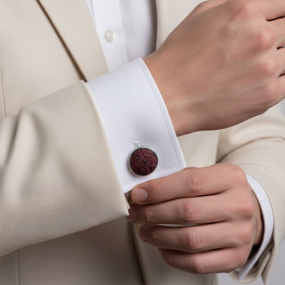 Burgundy Textured Cufflinks