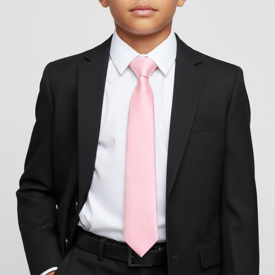 Plain Blush Pink Silk Skinny Boys Tie