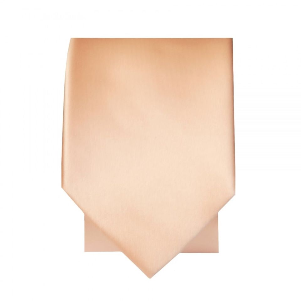 Plain Light Peach Satin Boys Tie and Pocket Square Set