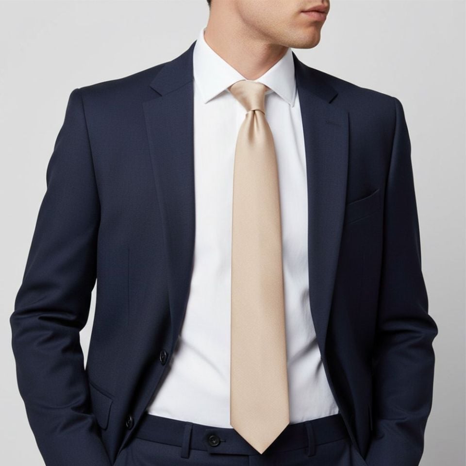 Plain Nude Satin Classic Mens Tie