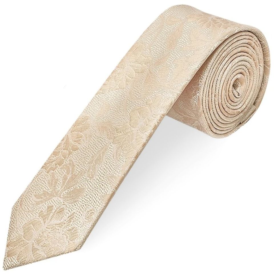 Gold Flower Skinny Men's Tie