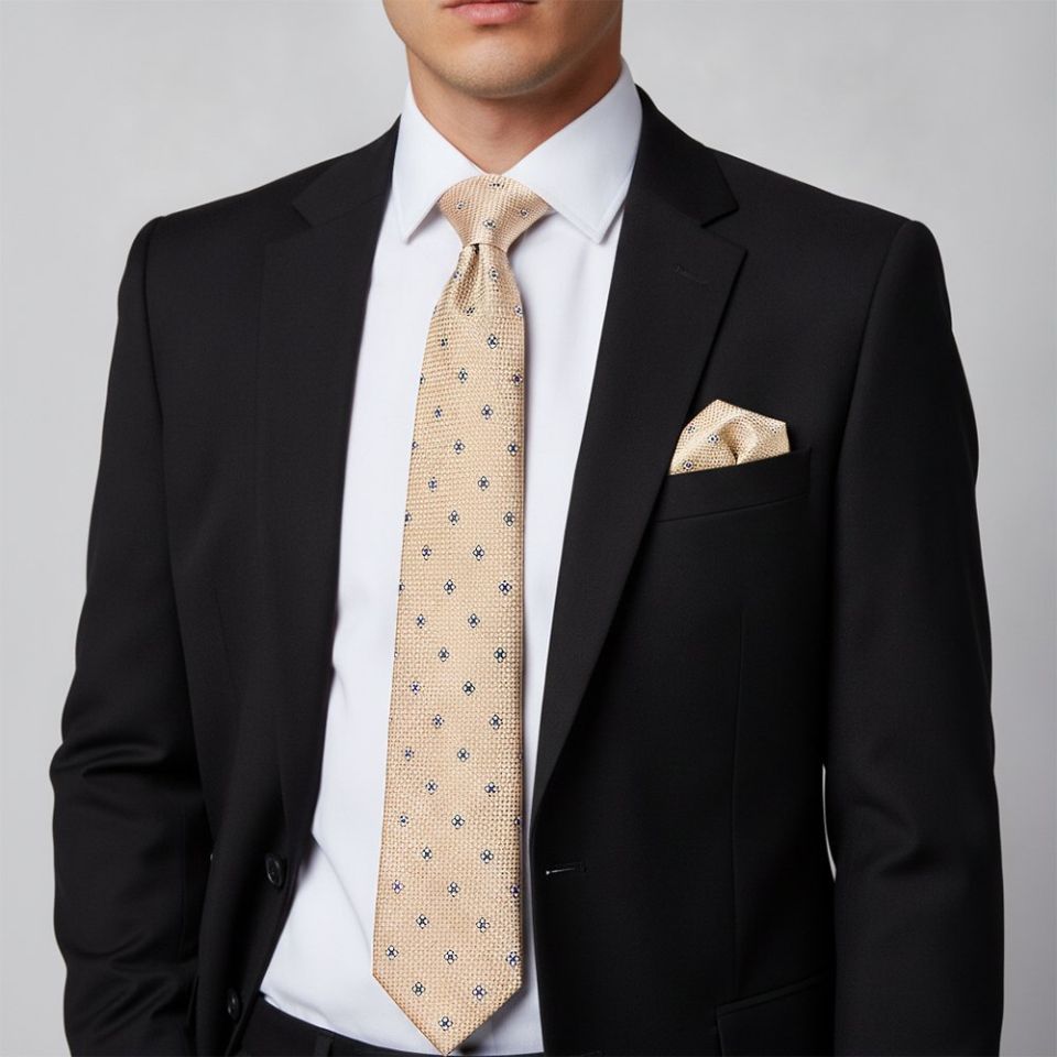 Gold Petal Classic Men's Tie and Pocket Square Set