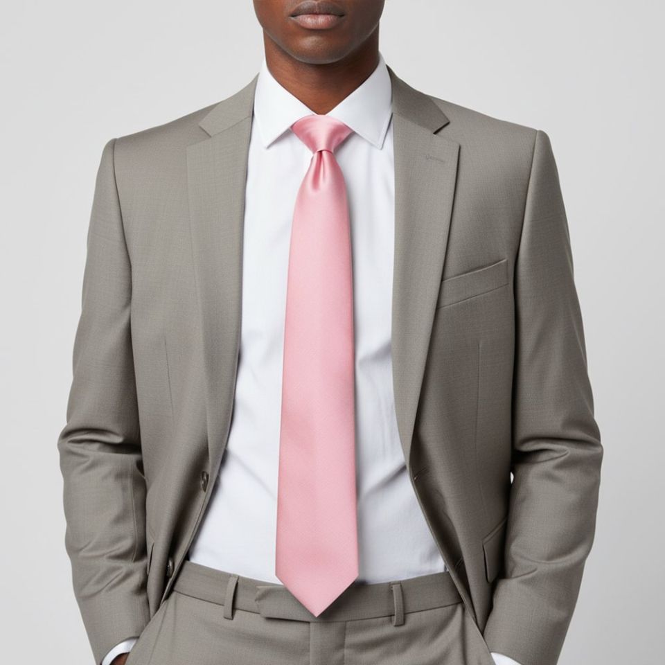 Plain Pink Satin Classic Men's Tie