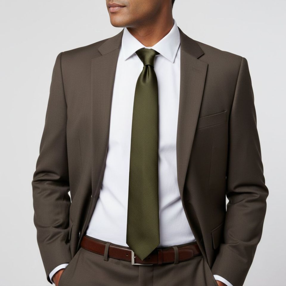 Plain Leaf Green Satin Classic Men's Tie