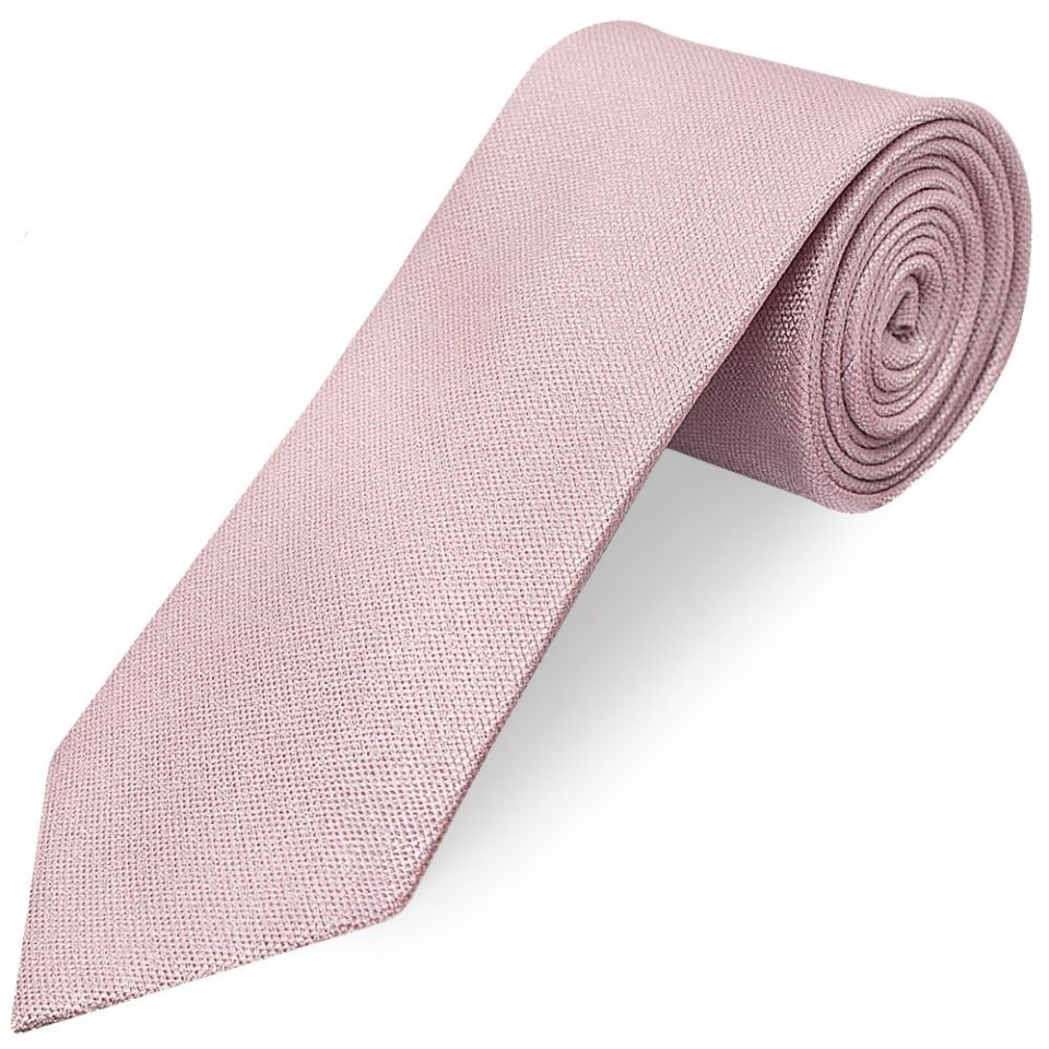 Classic Dusty Rose Mens Tie with Pocket Square and Lapel Pin Set