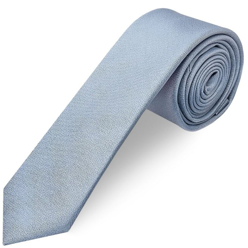 Plain Dusty Blue Silk Skinny Boys Tie