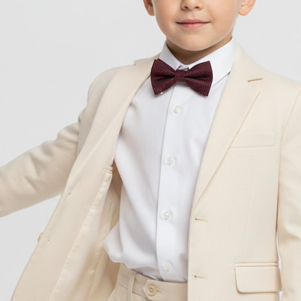 Pre Tied Burgundy Textured Boys Bow Tie Age 4-7