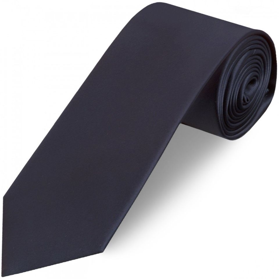 Plain Navy Blue Satin Classic Men's Tie