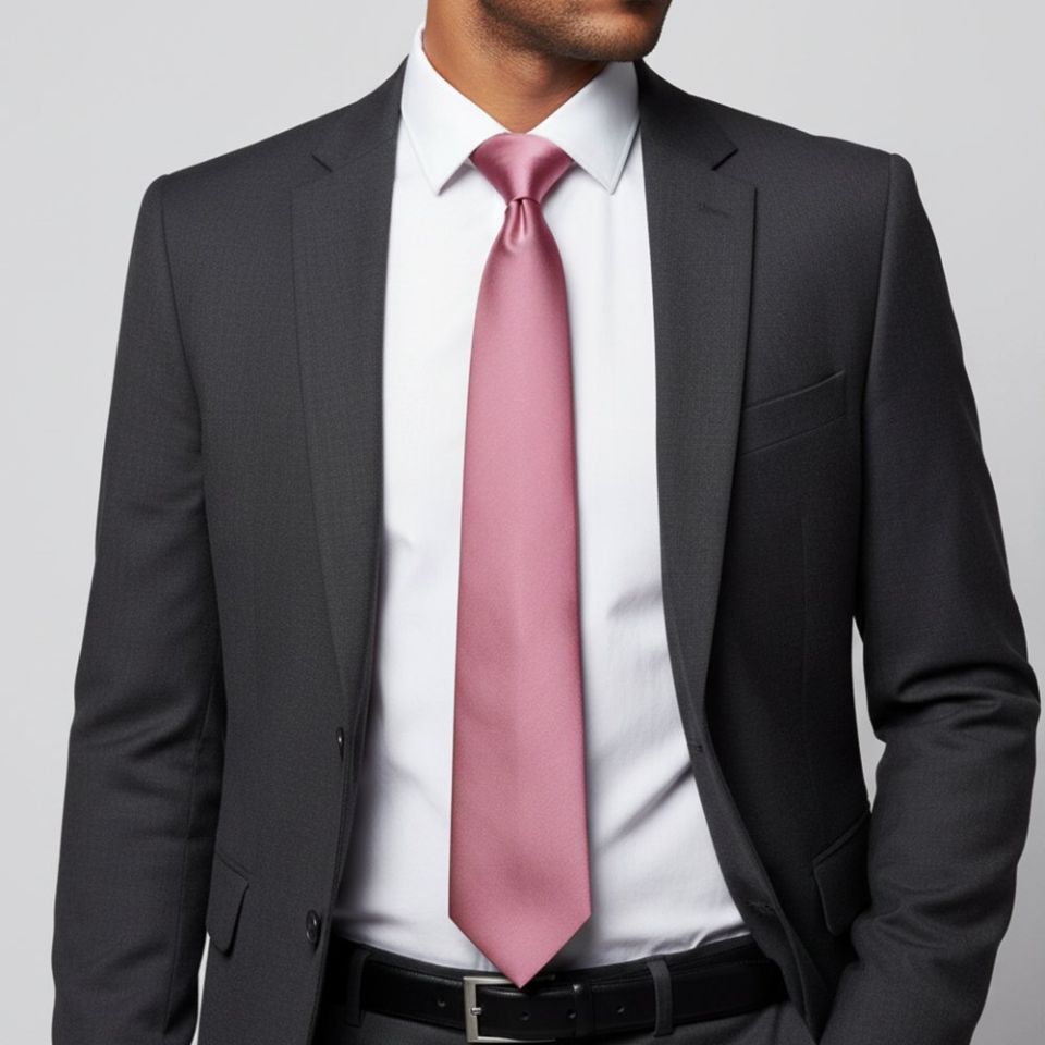 Plain Dusty Pink Satin Classic Men's Tie