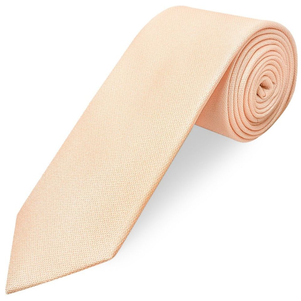 Classic Peach Mens Tie with Pocket Square and Lapel Pin Set