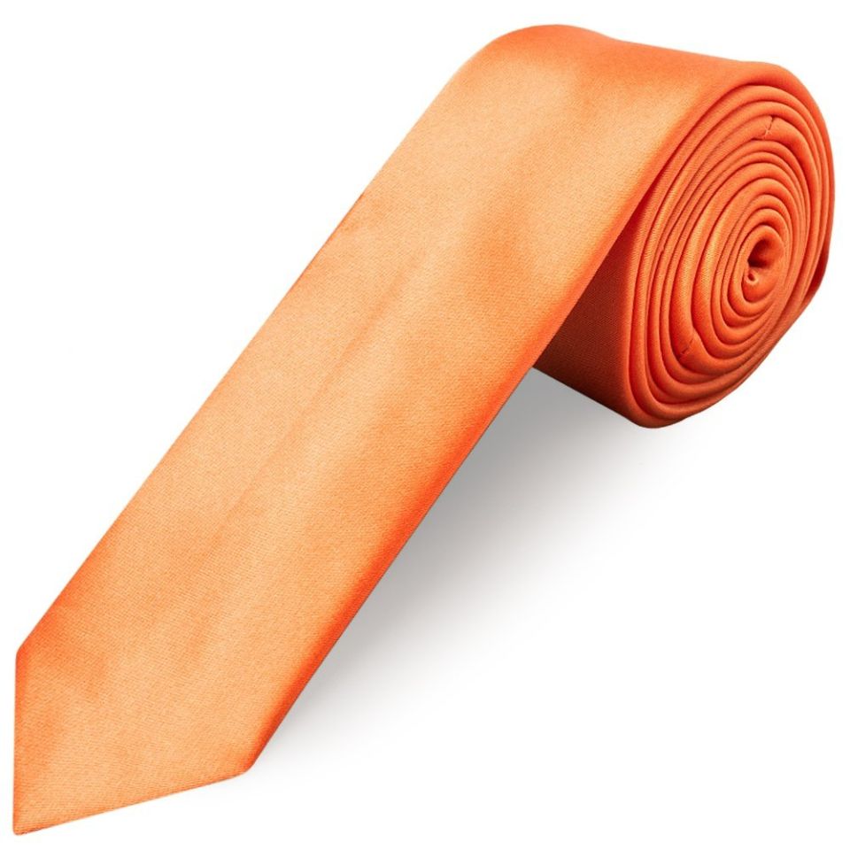 Burnt Orange Satin Skinny Men's Tie