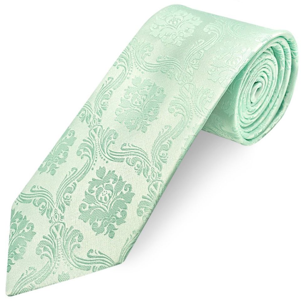 Mint Green Paisley Classic Men's Tie and Pocket Square Set
