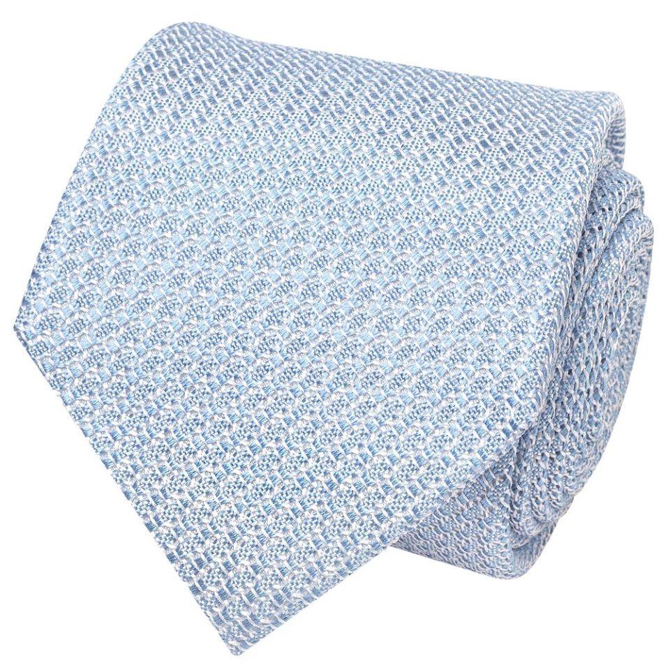 Plain Blue Grenadine Silk Classic Men's Tie