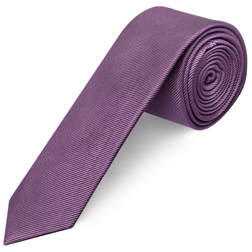 Mauve Silk Twill Skinny Men's Tie and Pocket Square Set