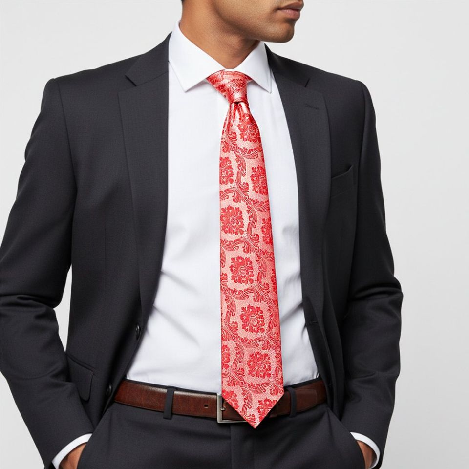 Coral Pink Paisley Classic Men's Tie