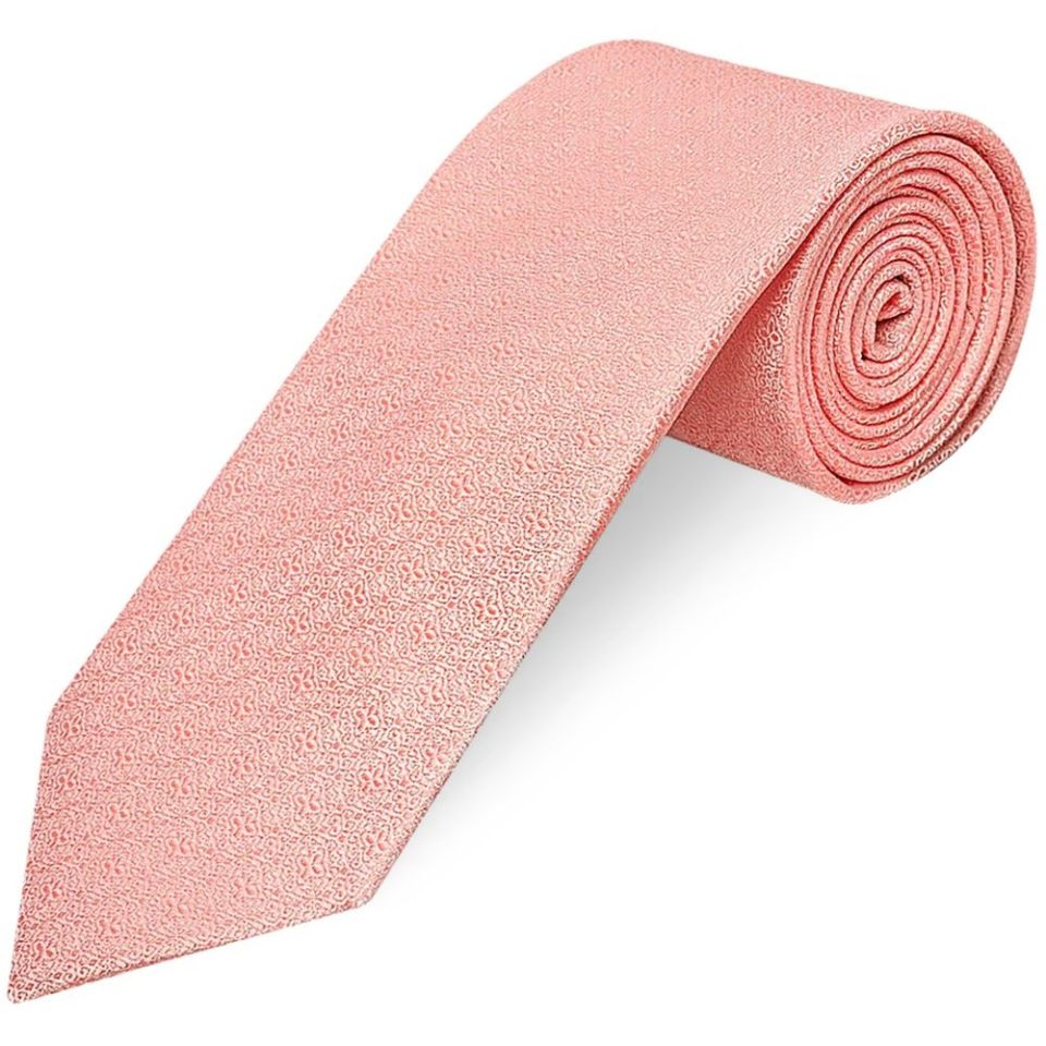 Pink Self Floral Textured Silk Classic Men's Tie