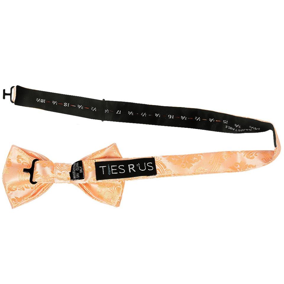 Peach Paisley Handmade Mens Bow Tie