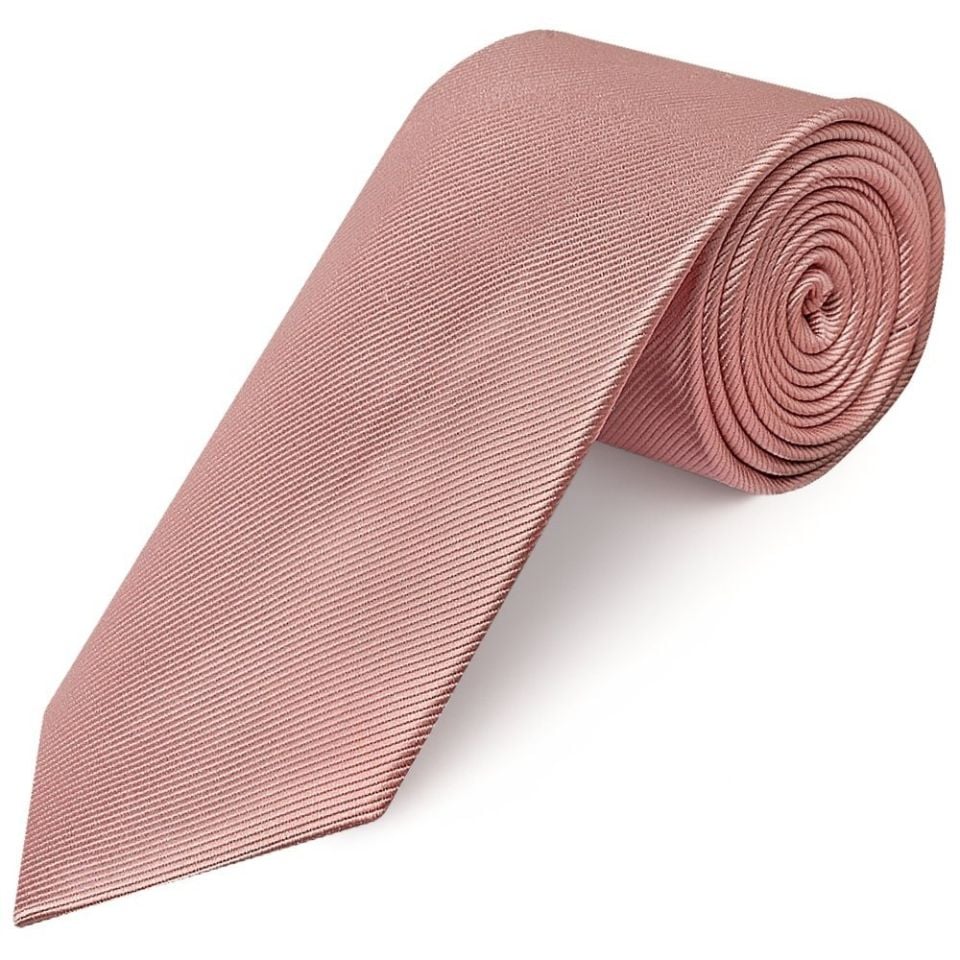 Dusty Rose Silk Twill Classic Mens Tie and Pocket Square Set