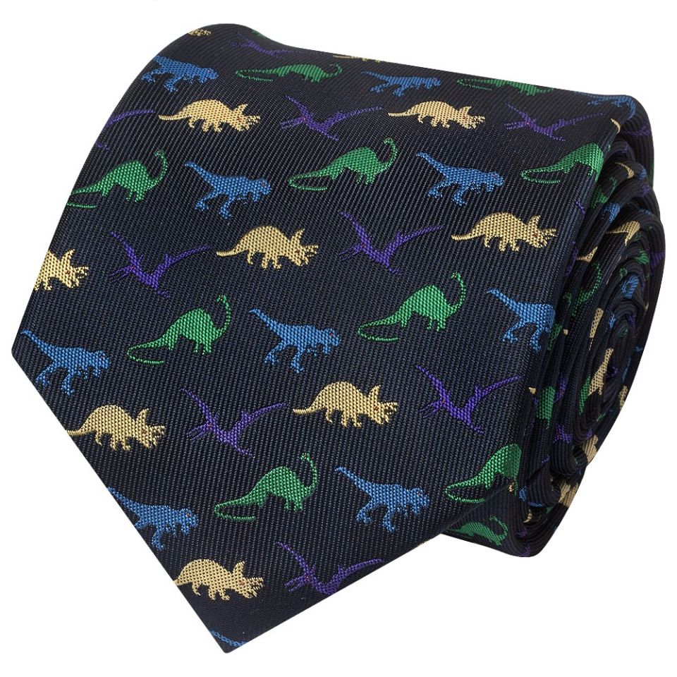 Mens Navy Dinosaur Classic Tie