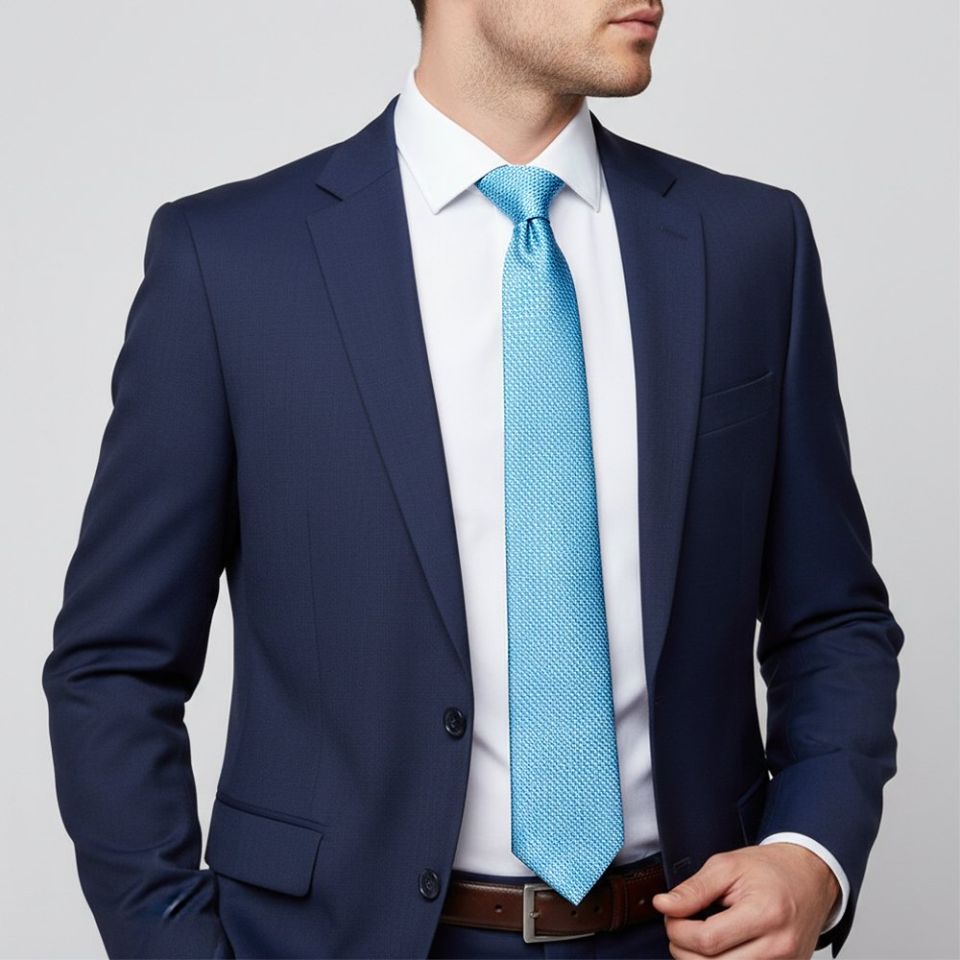 Blue Textured Classic Tie