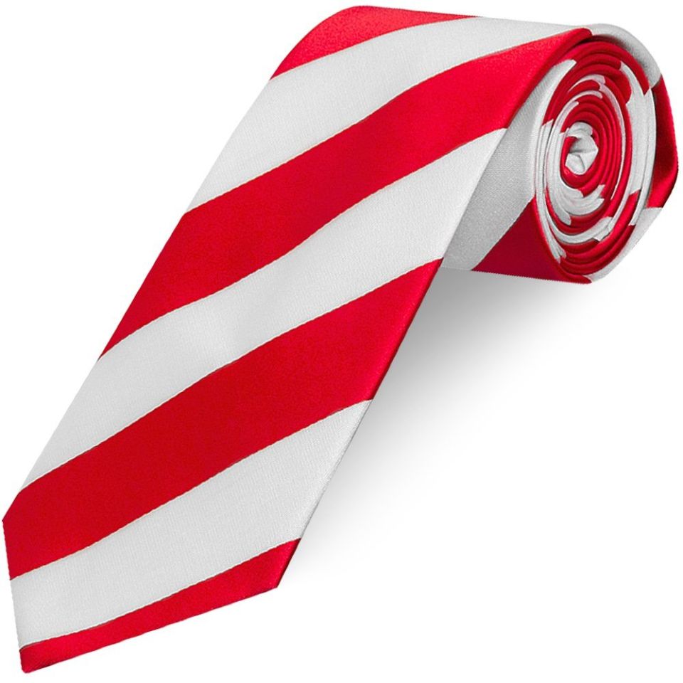 Red and White Striped Hand Made Classic Men's Football Tie