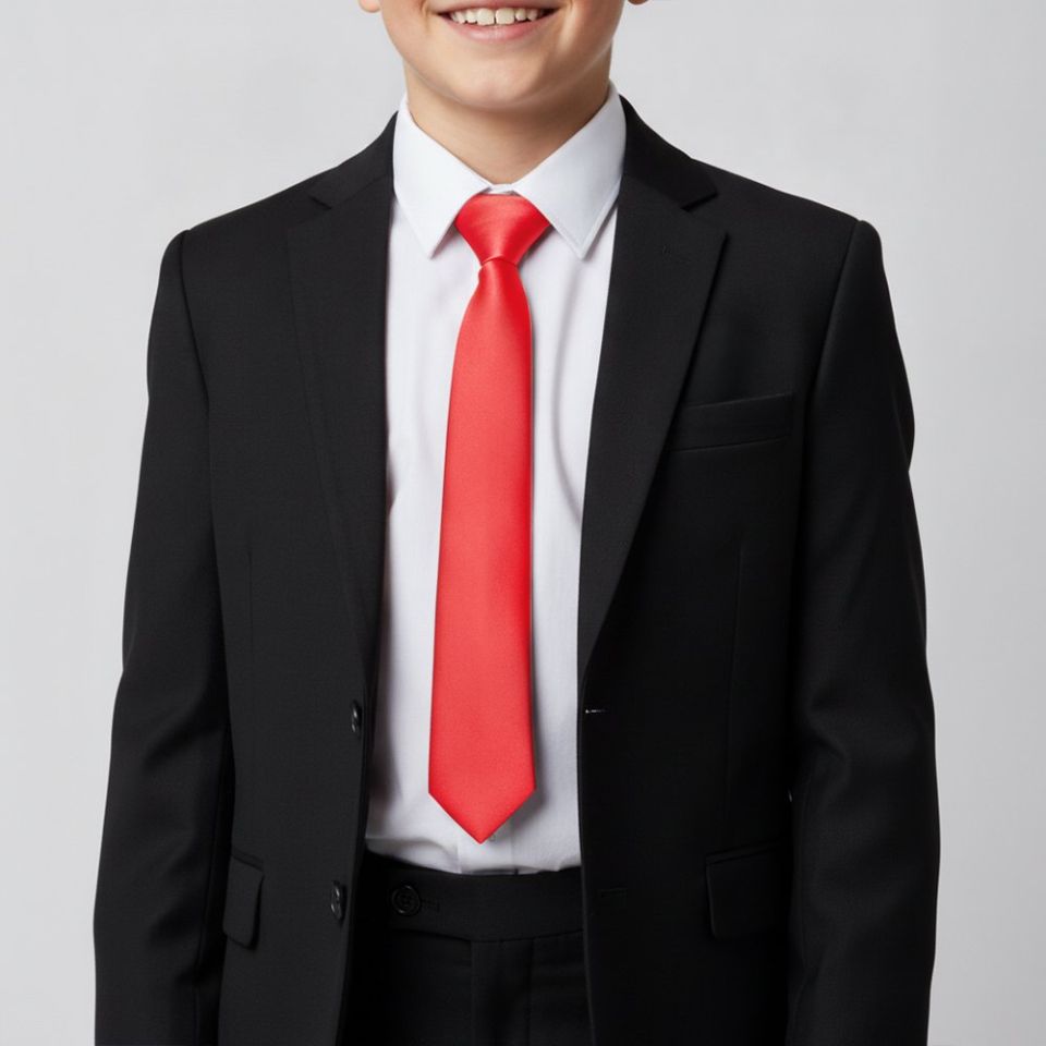 Plain Coral Pink Satin Boys Tie