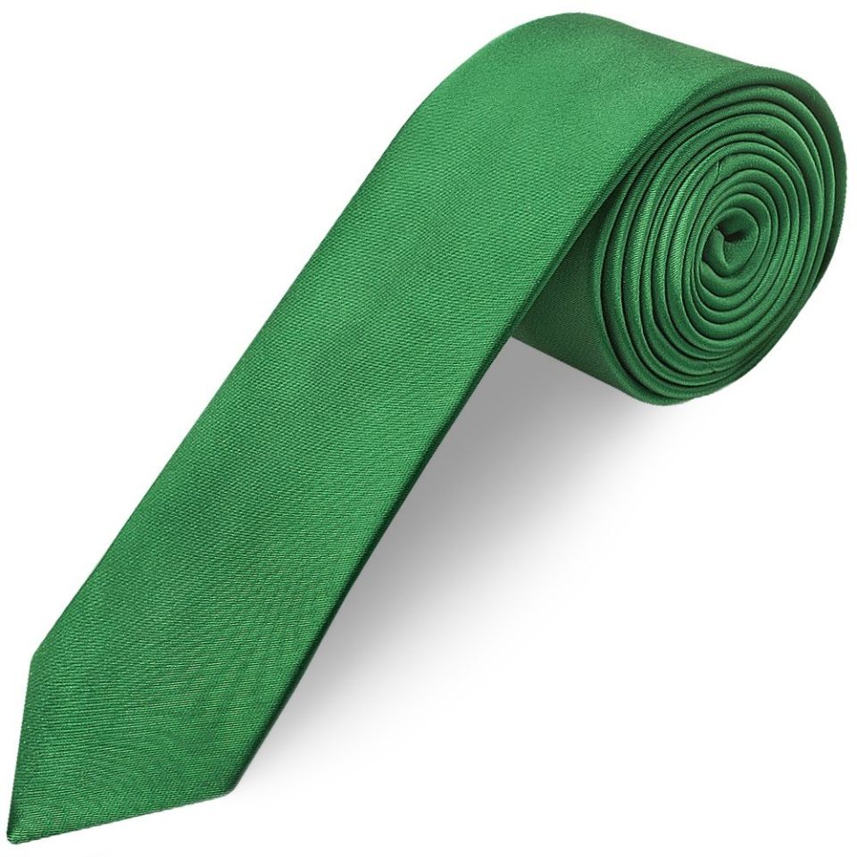 Plain Emerald Green Satin Boys Tie and Pocket Square Set