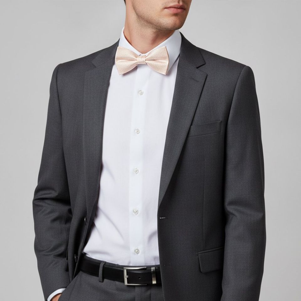 Blush Self Floral Textured Silk Men's Bow Tie