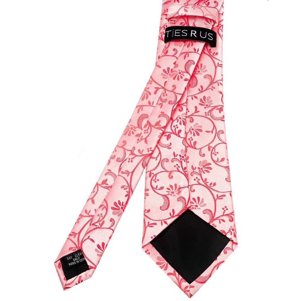 Bright Red Floral Classic Men's Tie and Pocket Square Set