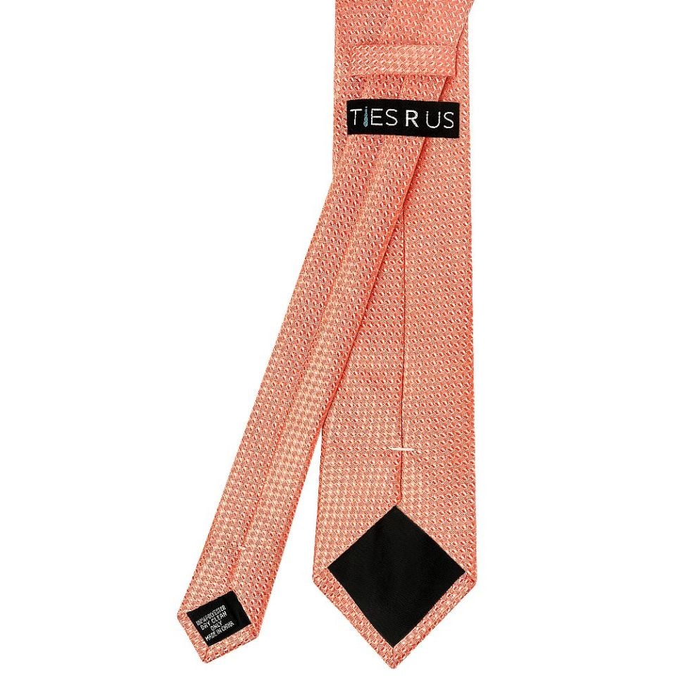 Coral Textured Classic Tie and Pocket Square Set