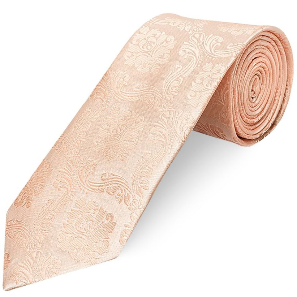 Light Peach Paisley Classic Men's Tie and Pocket Square Set