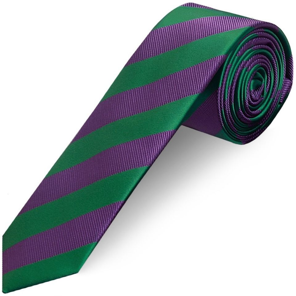 Green and Purple Striped Skinny Men's Tie