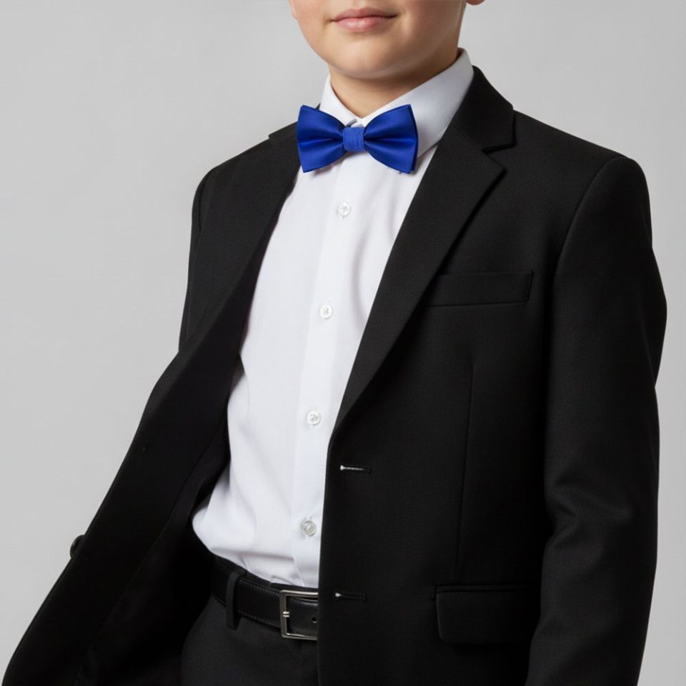 Pre Tied Royal Blue Satin Boys Bow Tie Age 8-11