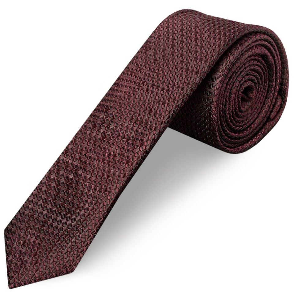 Burgundy Textured Skinny Tie