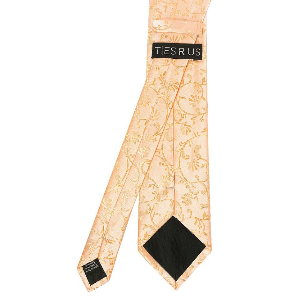 Peach Floral Classic Men's Tie and Pocket Square Set