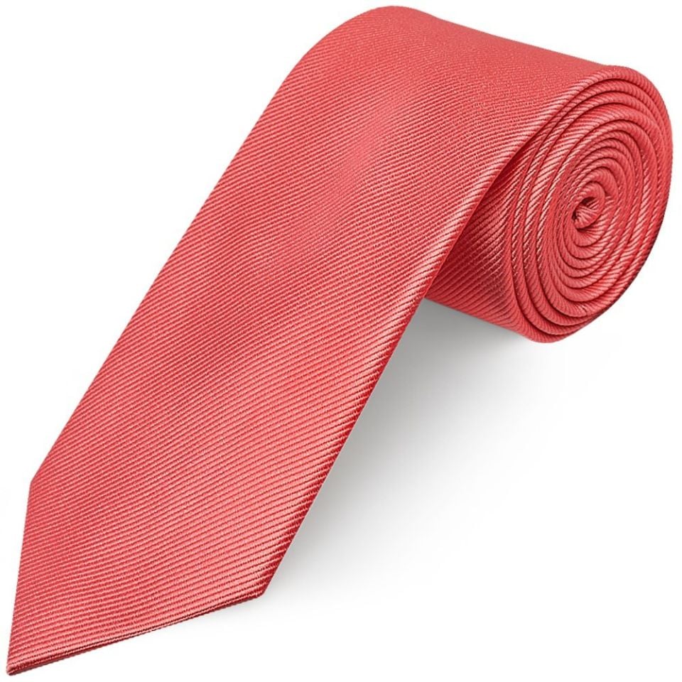 Salmon Pink Silk Twill Classic Mens Tie and Pocket Square Set