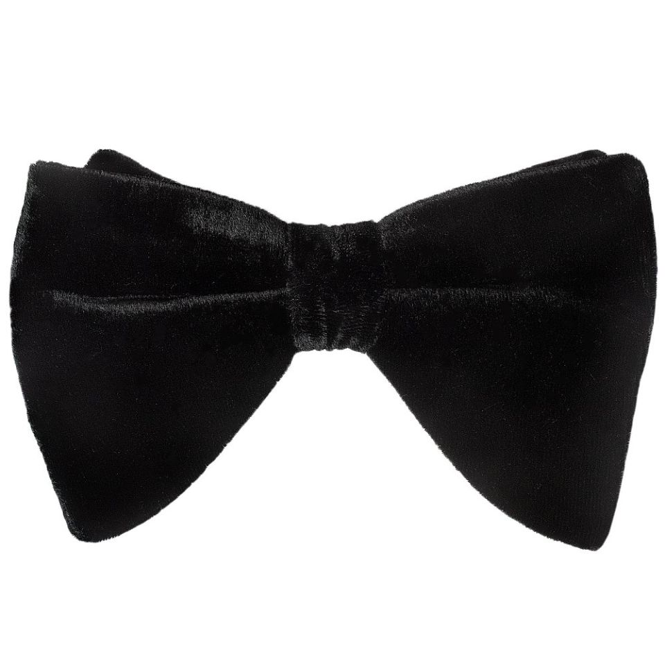 Mens Black Luxurious Velvet Oversized Bow Tie