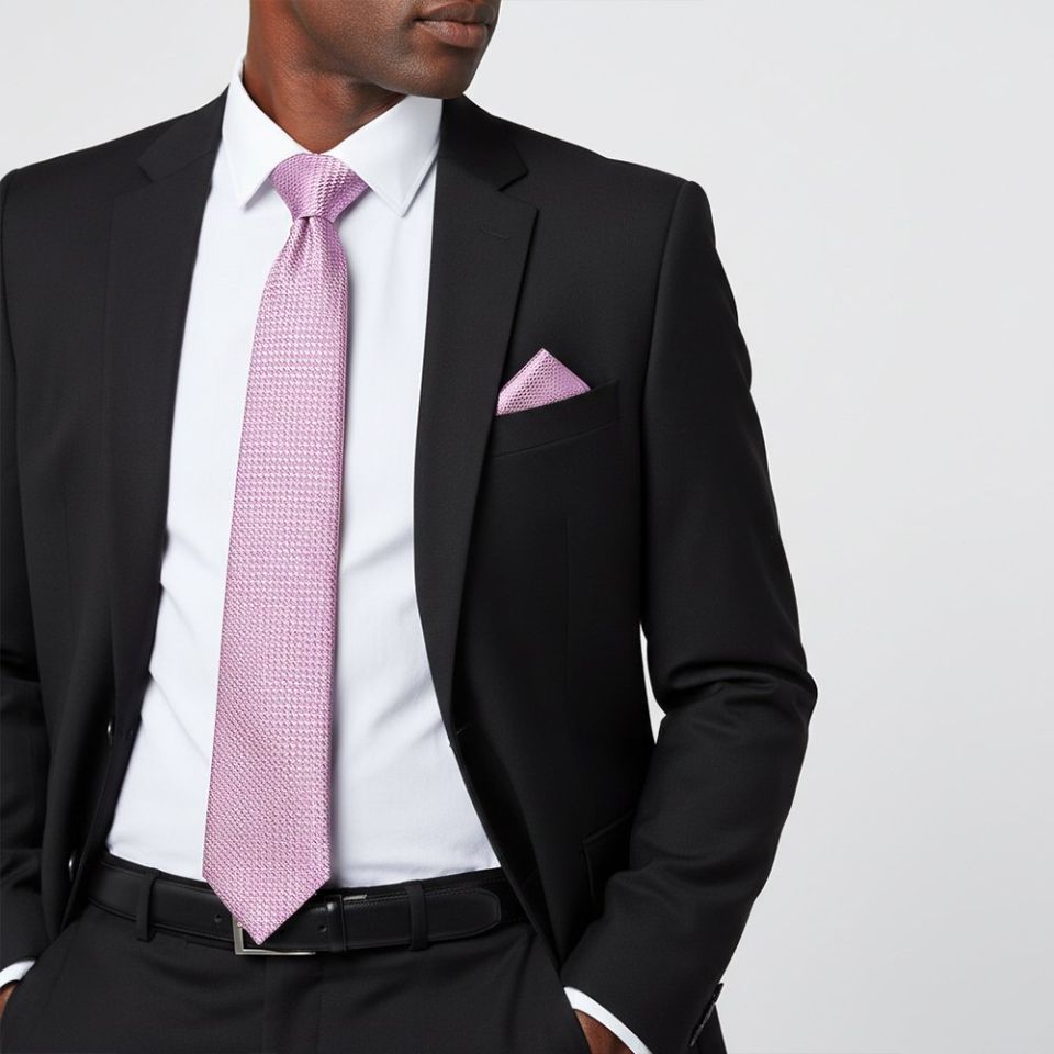 Lavender Textured Classic Tie and Pocket Square Set