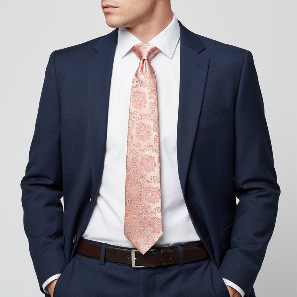 Rose Gold Paisley Classic Men's Tie