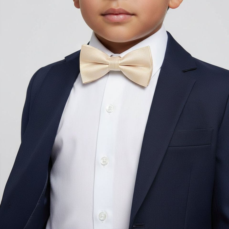 Boys Pre Tied Champagne Silk Bow Tie Age 4-7