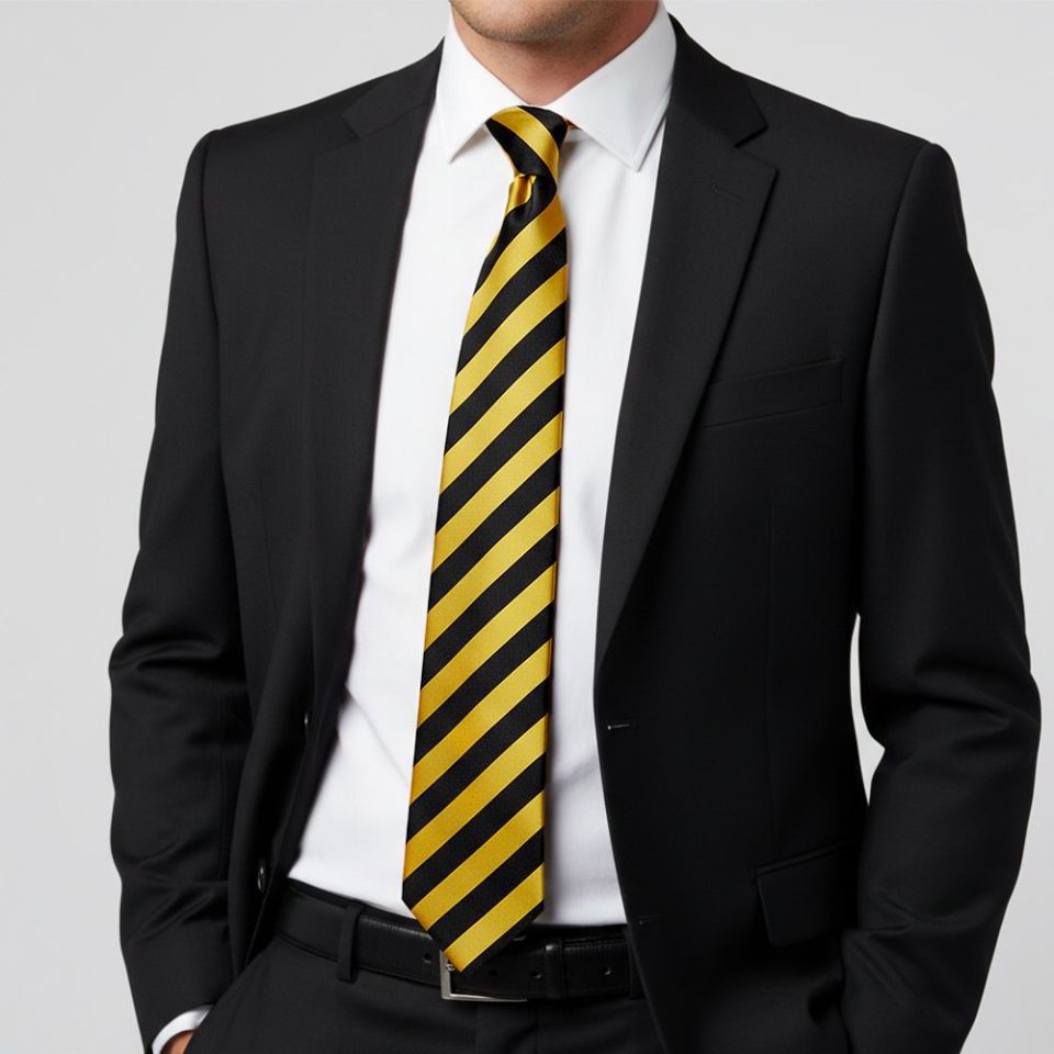 Black and Gold Striped Classic Men's Tie