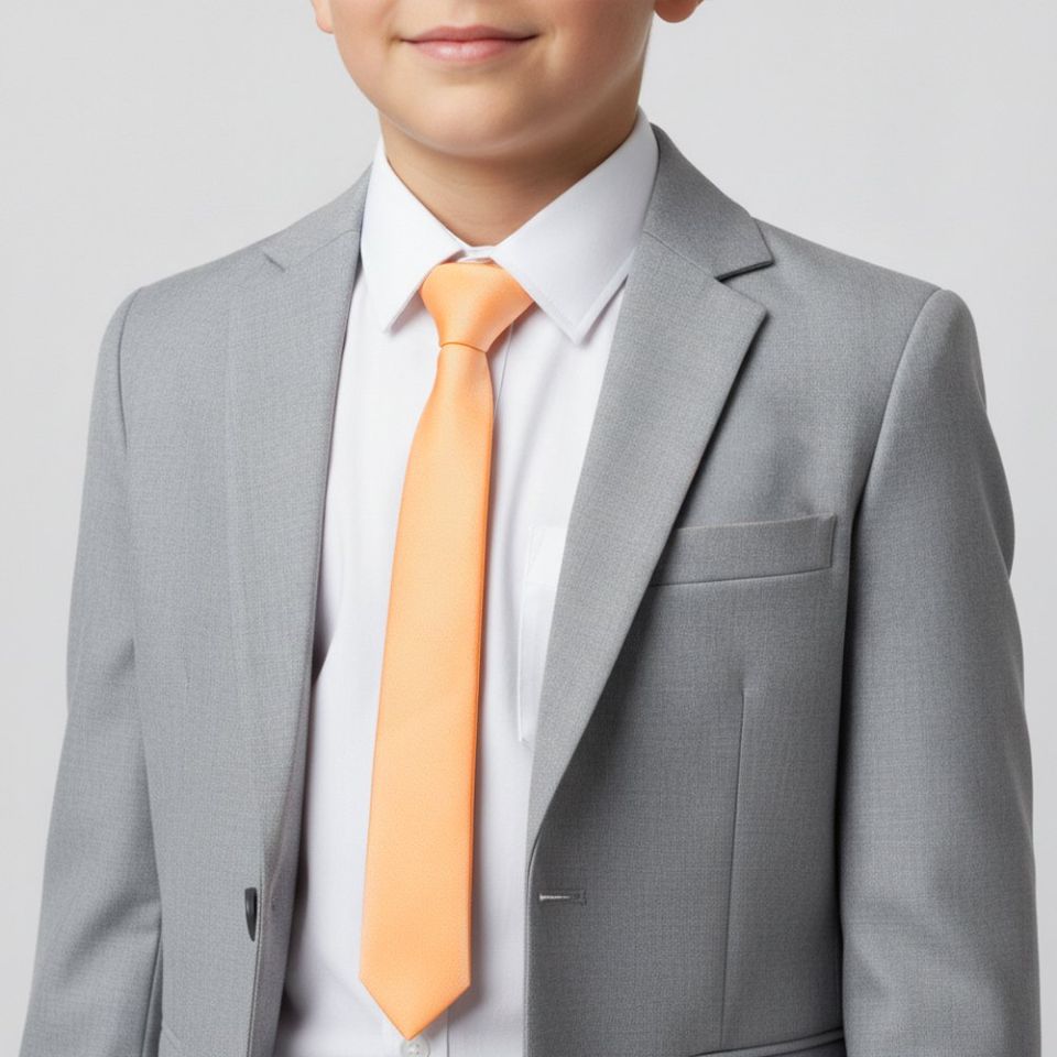 Plain Peach Satin Boys Tie