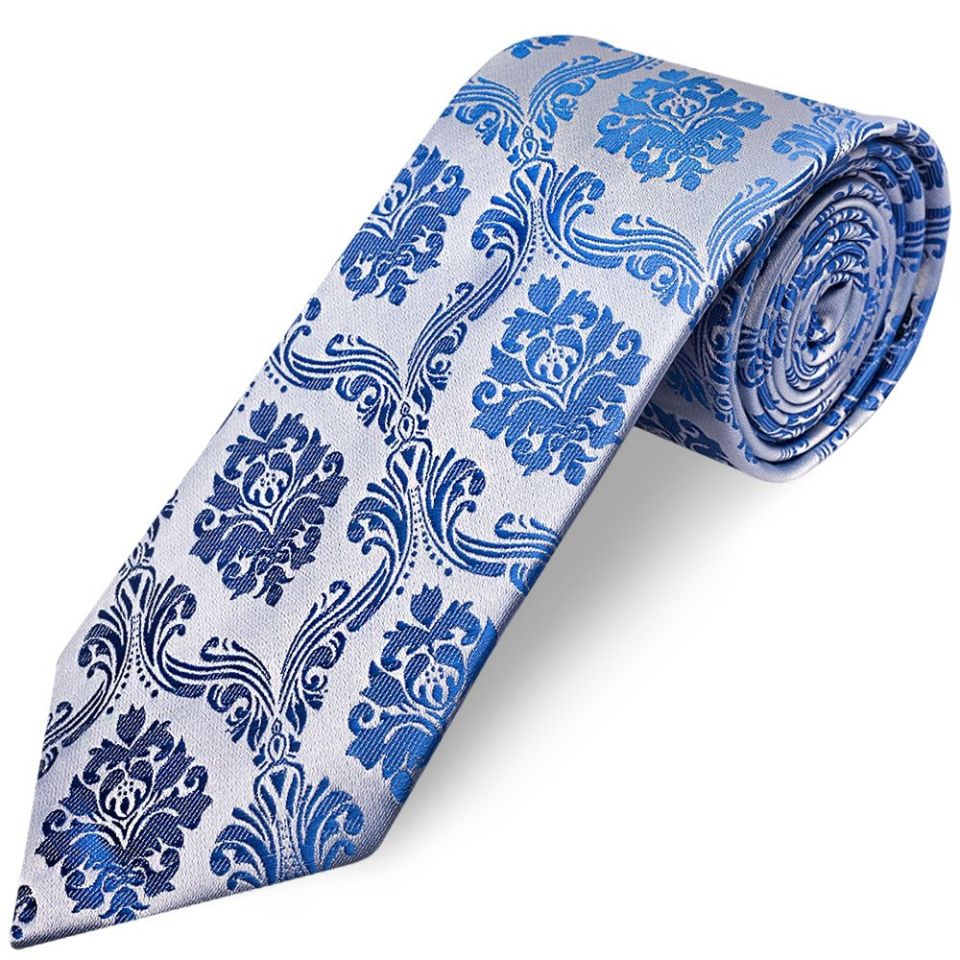 Royal Blue Paisley Classic Men's Tie and Pocket Square Set