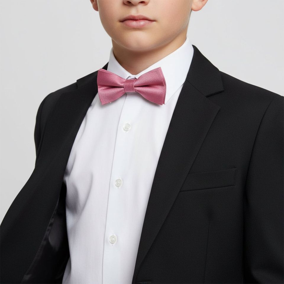 Pre Tied Dusty Pink Silk Boys Bow Tie Age 8-11